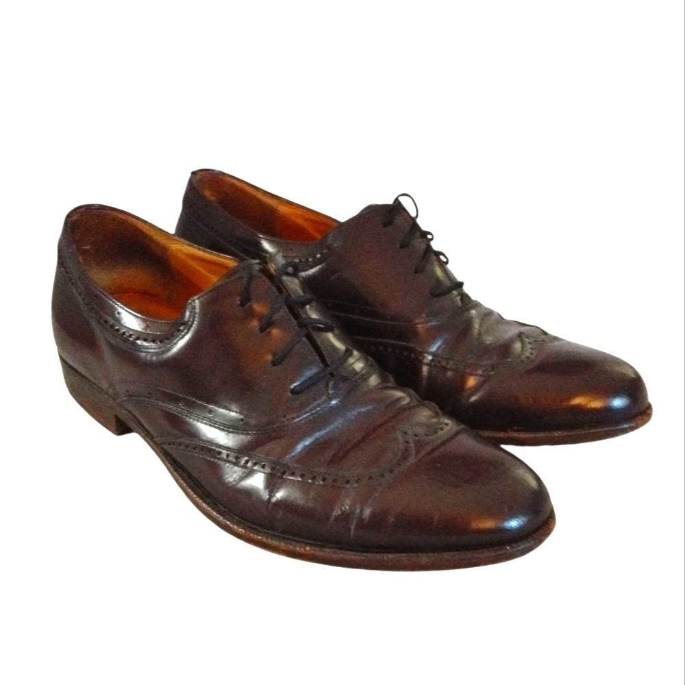 Vintage Bally Lenox Prestige Brown Wing Tip Oxfords Men's Size 7 D